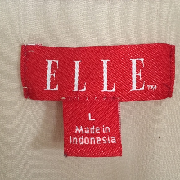 Elle Brand Cinched Waist Beige Blouse Crochet Lace - Picture 5 of 8